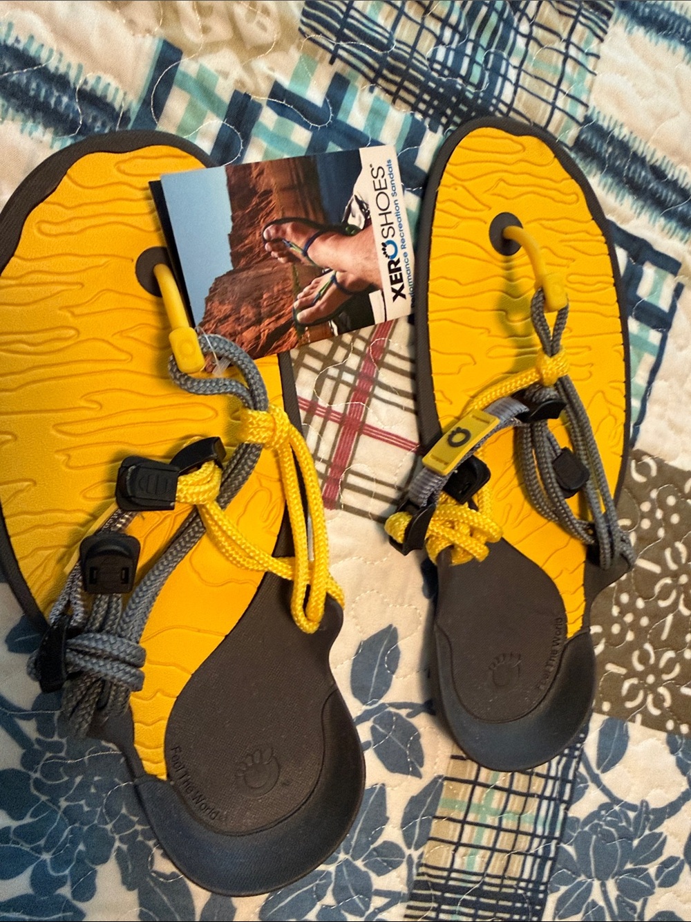 Xero Yellow and Gray Minimalist Sandals, Amuri Cloud